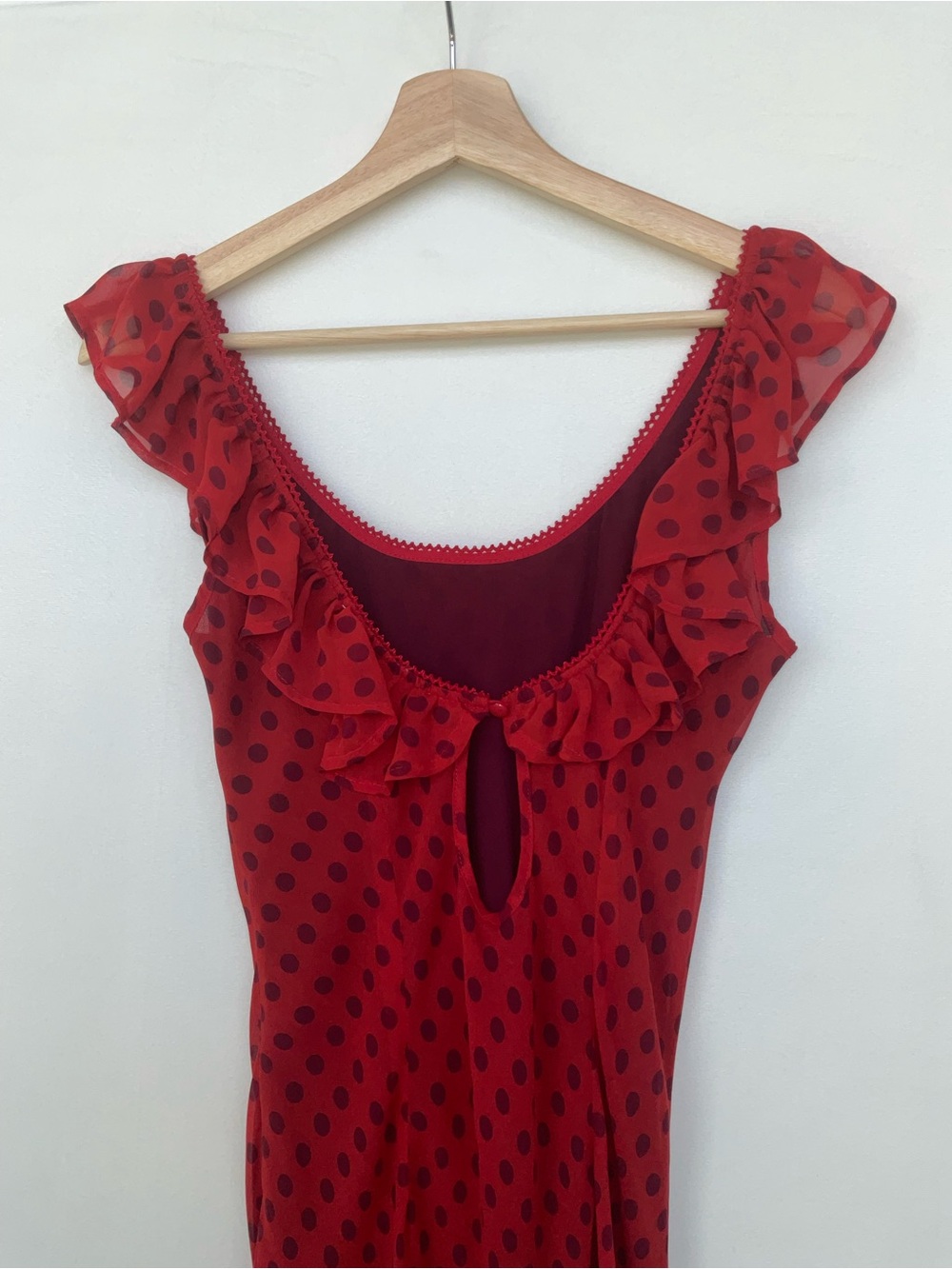 Lisa Says Gah Dahlia Red Ruffle-Trim Midi Dress - Picture 6 of 12